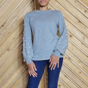 Karl Lagerfield Paris Beaded Balloon Sleeve Sweater